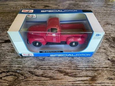 1:25 Scale 1948 Ford F-1 Pickup Truck Diecast Model - Maisto Red New In Box - Image 1 of 3