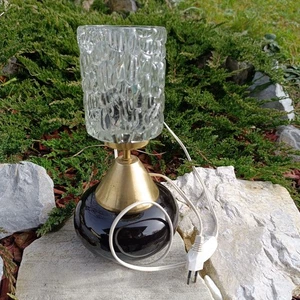 Vintage Mid-Centurz Table lamp with Black ceramic base / gold brass accents / te - Picture 1 of 21