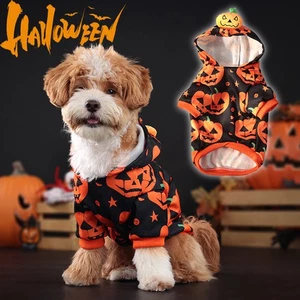 Pet Dog Cat Costumes Clothes Party Pumpkin Coat Halloween Hoodie - Picture 1 of 14