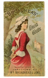 Folding Trade Card Broadhead Dress Goods Jamestown NY H L Sizer Fonda New York - Picture 1 of 3