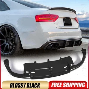 FOR 2012-2017 B8.5 AUDI S5 A5 SLINE SHARK GLOSSY BLACK REAR BUMPER DIFFUSER LIP - Picture 1 of 11
