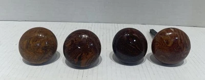 4 Vintage Porcelain Door Knob Handle Brown Marble 1 Stem - Image 1 of 4