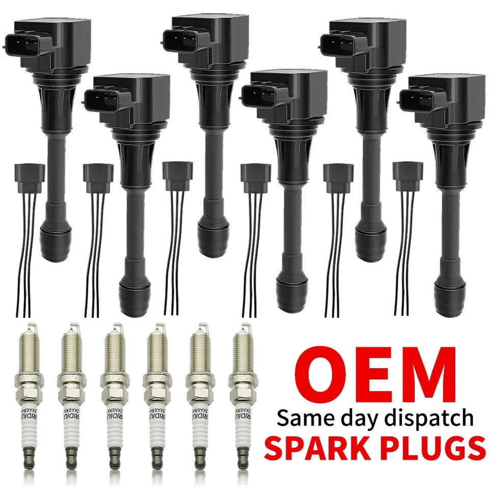 6X Bobina de encendido OEM + 6x Bujía de iridio para Nissan Máxima Murano 3,5L UF550 Foto 1 de 4