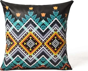 MOUSM Faux Leather Square Cushion Covers for Couch Sofa Chaise Lounge Decorative - Picture 1 of 5