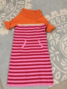 Gymboree Cozy Cutie Orange Red Green Striped Sweater Dress 9 Excellent - Picture 1 of 3
