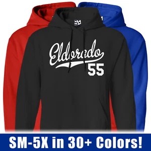 Eldorado 55 Script HOODIE | 1955 Caddy Lowrider Classic Jersey Hooded Sweatshirt - Picture 1 of 34