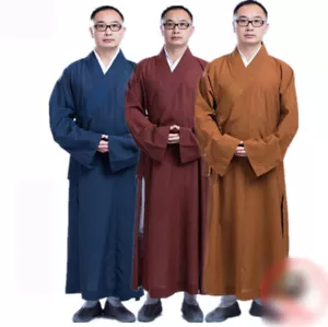 Buddhist Monk Robe Zen Meditation Uniform Gown Martial Tai Chi Kung Fu Unisex - Foto 1 di 8