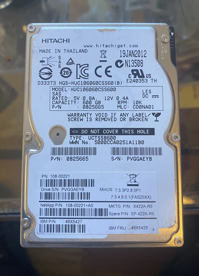 HITACHI HUC106060CSS600 0B25665 600GB 2.5 SAS 10K HDD X422A-R5 - Image 1 of 1