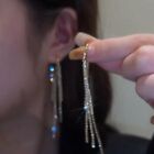 Fashion 925 Silver Cubic Zirconia Tassel Earrings Drop Dangle Wedding Jewellery