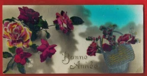 Carte postale mignonnette-Bonne Année (1930)-Panier de Fleurs-Ed.Gloria-E.48 - Imagen 1 de 2