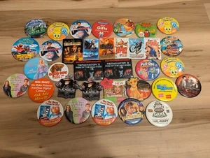 Vintage Button Pin Lot Of 35 Walmart Movies Music Advertising Promo Employee - Picture 1 of 3