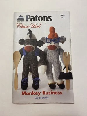 Patons Knit Crochet ~ Monkey Business ~ Pattern Booklet 500875 - Image 1 of 4