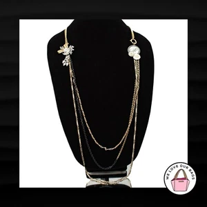 RARE JUICY COUTURE VINTAGE CRYSTAL FLOWER GIRL STAR CHARM 3 STRAND LONG NECKLACE - Picture 1 of 1