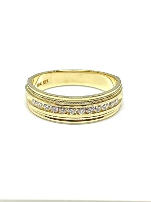 Belle alliance en or jaune 18 carats serti de diamants T 70 ajustable - Photo 1/4