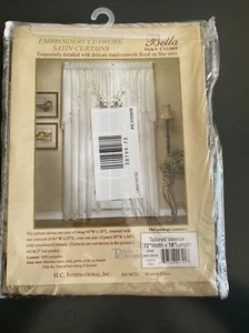 Bella Tende in Raso Ricamo Tagliato Sartoriale Valance 62”w x 18”l Colore Oro - Foto 1 di 6