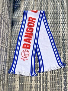 VINTAGE 80'S 90'S 00'S BANGOR CITY FOOTBALL CLUB SCARF WELSH PREMIER LEAGUE - Picture 1 of 6
