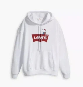 Levi’s Women’s Hello Kitty Hoodie Pullover White Rare/ Sold Out SZ XL New!!! - Picture 1 of 6