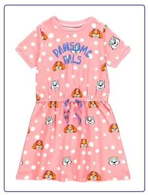 Girls Paw Patrol Pink Sweatshirt Dress Short Sleeve Character Gift 1-6 Years NEW - Image 1 of 4