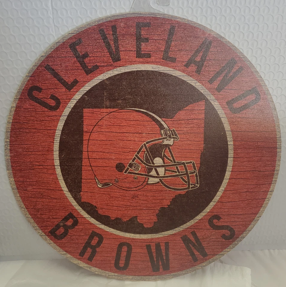 Cleveland Browns 12" círculo con letrero de madera estatal - NFL Foto 1 de 1