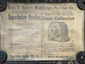 c1890 Middlings Superlative Purifier Milwaukee Wis Flour Mills Advertising Sign - Picture 1 of 7