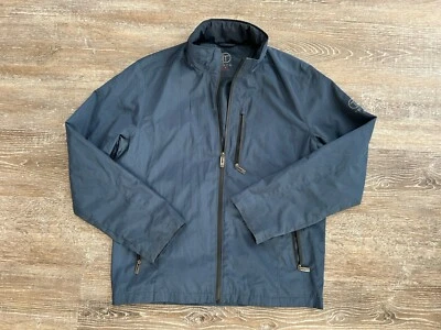 TUMI T-TECH Mens Jacket Full Zip Concealed Hood Windbreaker Lined L Black Logo - Image 1 of 4