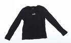 M&S Originals Girls Black Cotton Basic Casual Size 9-10 Years Round Neck - You a