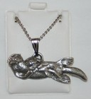 Sea Otter Harris Fine Pewter Pendant w Chain Necklace USA Made