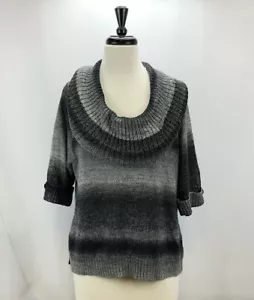 Suéter cuello capucha manga 3/4 gris degradado XL Ruby Rd Favorites para mujer - Imagen 1 de 6