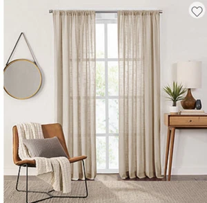 Fieldcrest Arden Pannello Tenda Singolo Tasca Asta Trasparente Cotone Tinta Unita Tg 50x108 - Foto 1 di 5