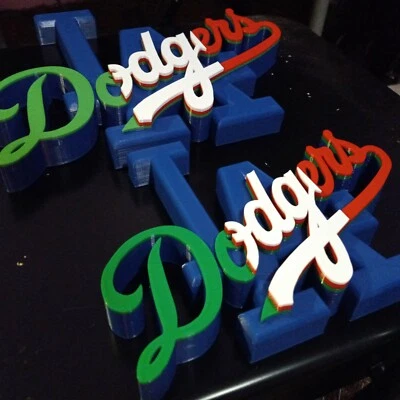 TWO LA DODGERS MEXICAN COLORS EDITION 3D LOGOS, 3D PRINTED, 8 Inch & 12 Inch Dia - Image 1 of 4