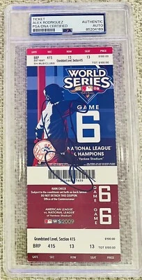 ALEX RODRIGUEZ SIGNED 2009 WORLD SERIES AUTOGRAPHED TICKET PSA/DNA NICE - Image 1 of 3