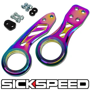 ALUMINUM FRONT REAR BUMPER STRENGTH RACING TOW HOOKS NEO CHROME/NEO CHROME P13 - Picture 1 of 1