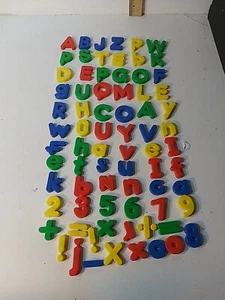 Magnetic Alphabet Letter Numbers Multicolor Plastic Refrigerator Decor 70+ 1.5in - Picture 1 of 6