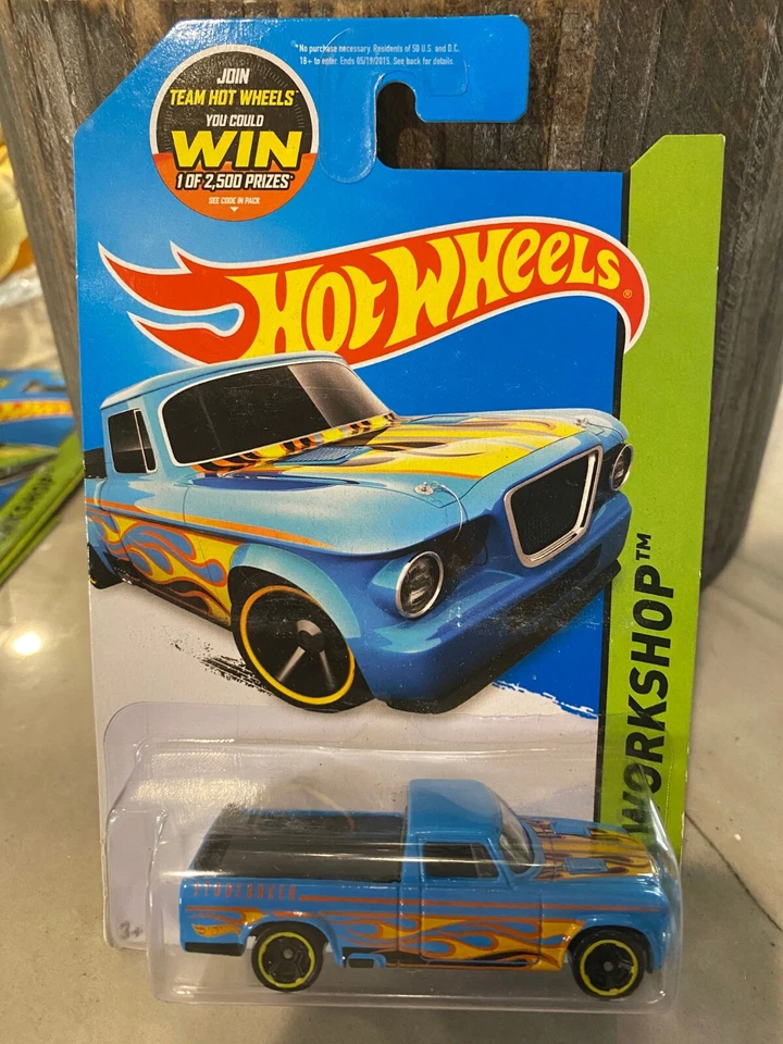 2015 Hot Wheels #214 Workshop-Heat Fleet '63 STUDEBAKER CHAMP Blu Con MC5Sp Neri - Immagine 1 di 1