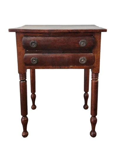 antique sheraton federal walnut 2 drawer work table sewing table night stand Cover