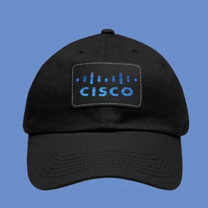 Sombrero de papá negro Cisco Corp con parche de cuero tamaño ajustable - Imagen 1 de 2