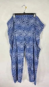 Pantalones para mujer National para correr estampado tribal cordón cintura azul talla grande 1X - Imagen 1 de 16