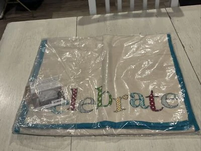 Glory Haus Celebrate Runner 18.5” X 90” Table Runner Handmade Ivory & Blue~NEW - Image 1 of 4