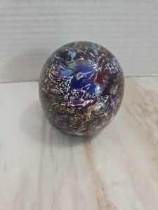 David Tate '09 Art Glass Paperweight Signed Sparkle Colorful Purple - Picture 1 of 13