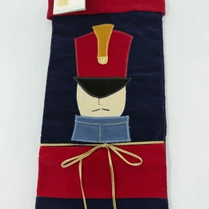 NWT Vintage Woof & Poof Wool Fleece Toy Soldier Christmas Stocking Rich Red/Blue - Picture 1 of 7