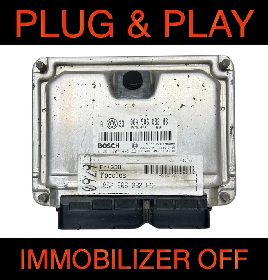 Volkswagen Golf GTI 2002 2003 2004 ordenador motor 1,8T 06A906032HS programado Foto 1 de 4