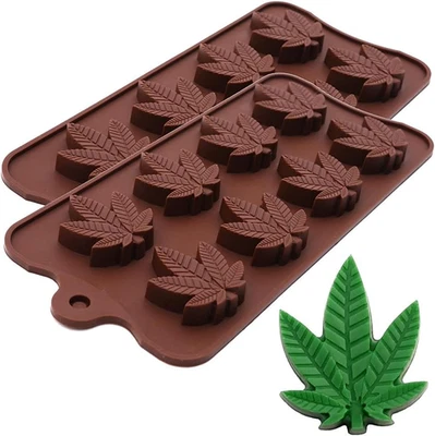 Moldes de silicona para marihuana hierba hoja de cáñamo para olla caramelo molde chocolate goma Foto 1 de 4