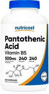 Nutricost Pantothenic Acid (Vitamin B5) 500mg, 240 Capsules - High Quality - Picture 1 of 5
