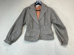 Vtg Ted Lapidus Paris Blazer Aplaca Wool Brown Distressed See Pics S-M France - Picture 1 of 24