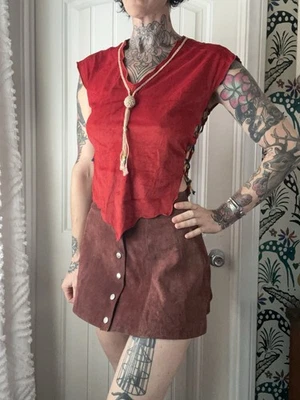 Vtg 70s Coco Loco Tie Up Side Bohemian Hippie Shirt Beaded Crochet Festival S/M - Image 1 of 4