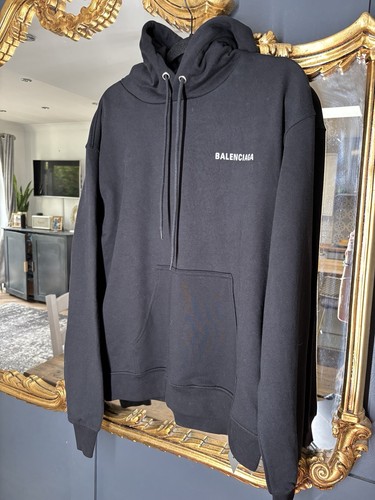 BALENCIAGA FELPA CON CAPPUCCIO POSTERIORE REGULAR FIT NERA Taglia XL