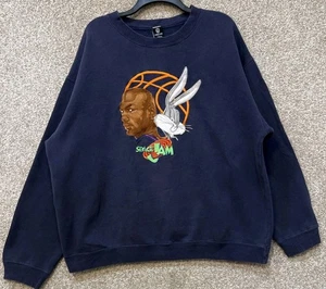 Felpa Space Jam vintage anni 90 uomo grande ricamata Michael Jordan Bugs Bunny - Foto 1 di 12