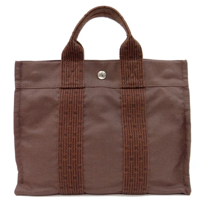 HERMES Her Line PM Hand Tote Bag Brown Canvas France  68220205800 2 - Image 1 of 4