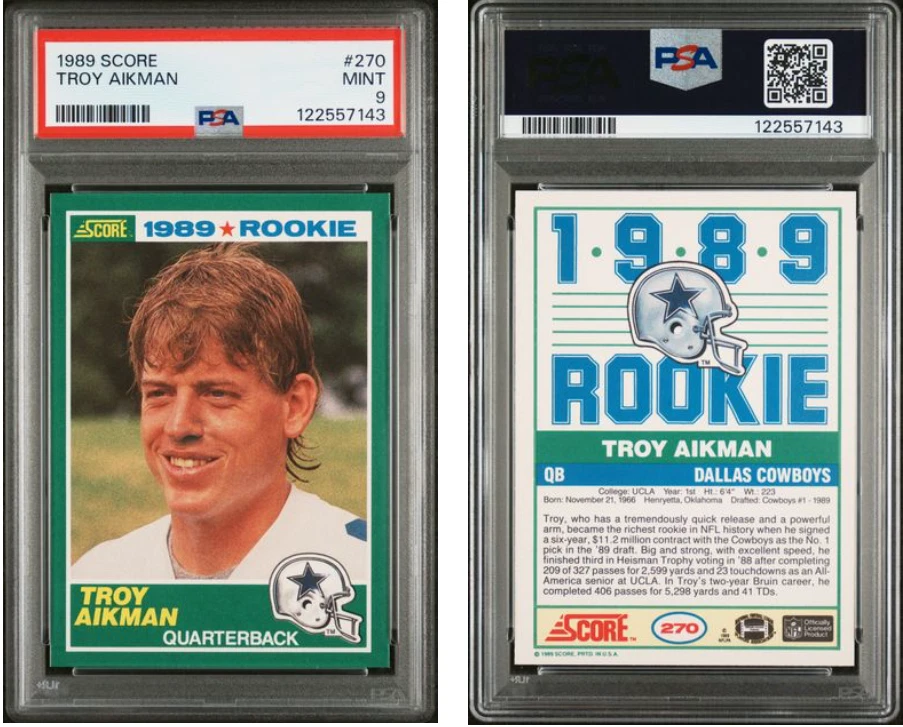 Troy Aikman 9 Graded Rookie Football Trading Cards & Accessories