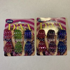 Goody Diva 6 pinzas para el cabello pequeñas multicolores garra de mandíbula nuevas 2000 (2 juegos, 12 en total) G84 - Imagen 1 de 10